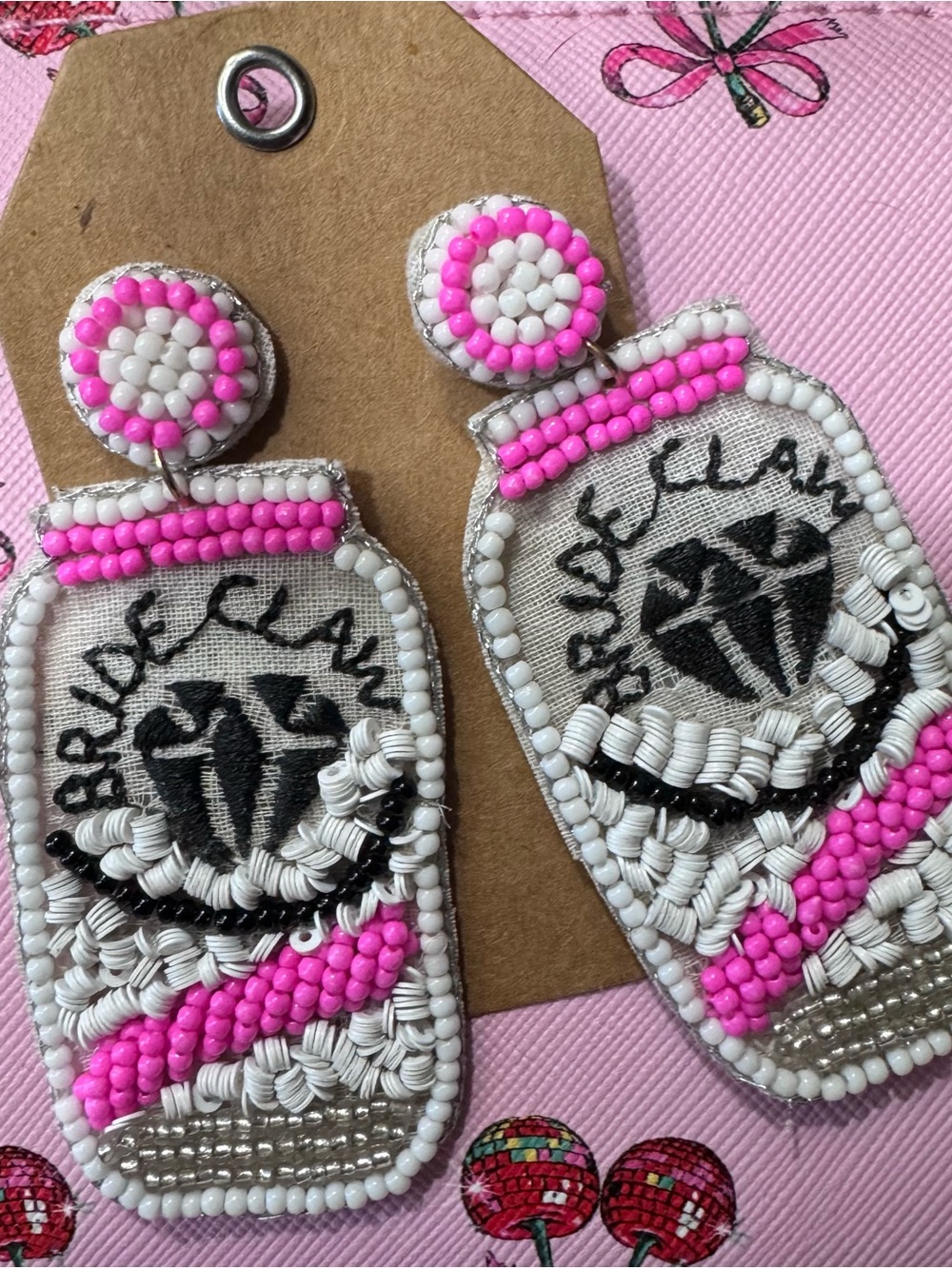 Handmade “Bride Claw” White Claw Inspired Beaded Statement Earrings